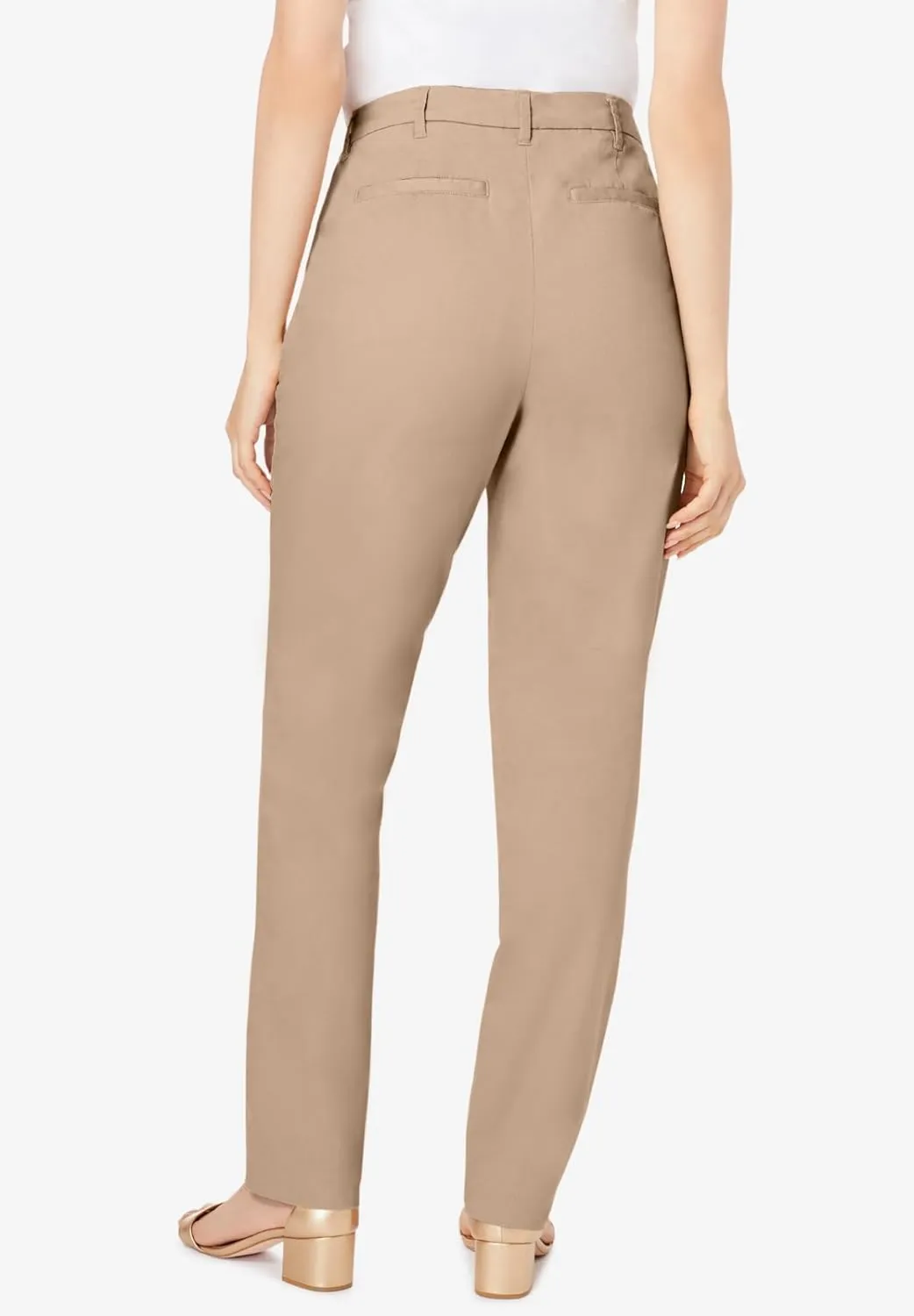 Jessica London Women's Plus Size Casual Stretch Straight Leg Chino Pants