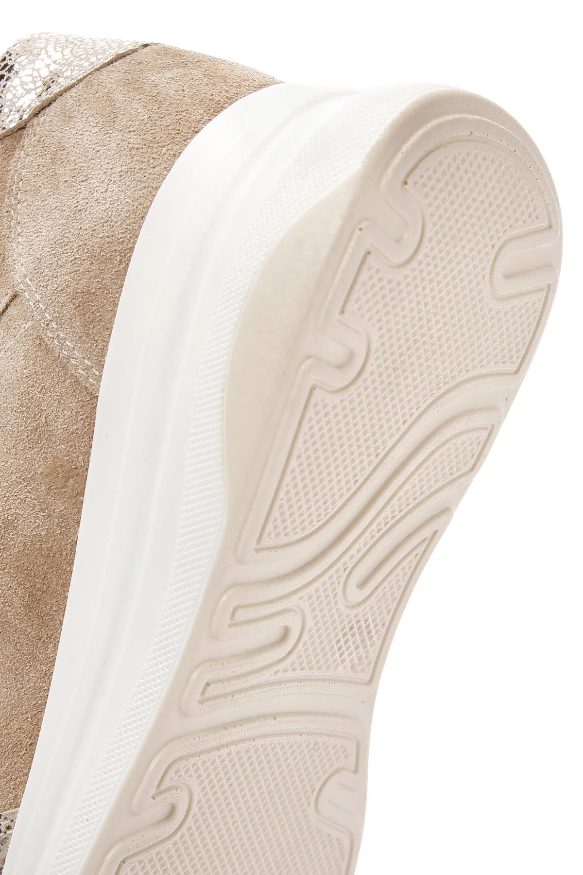 Kadın Bej Bağcıklı Deri Sneaker