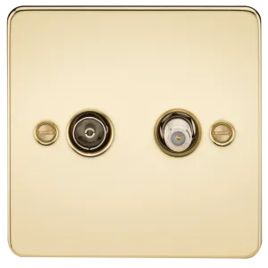 Knightsbridge FP0140PB Flat Plate TV & SAT TV Outlet (Isolated) - Polished Brass