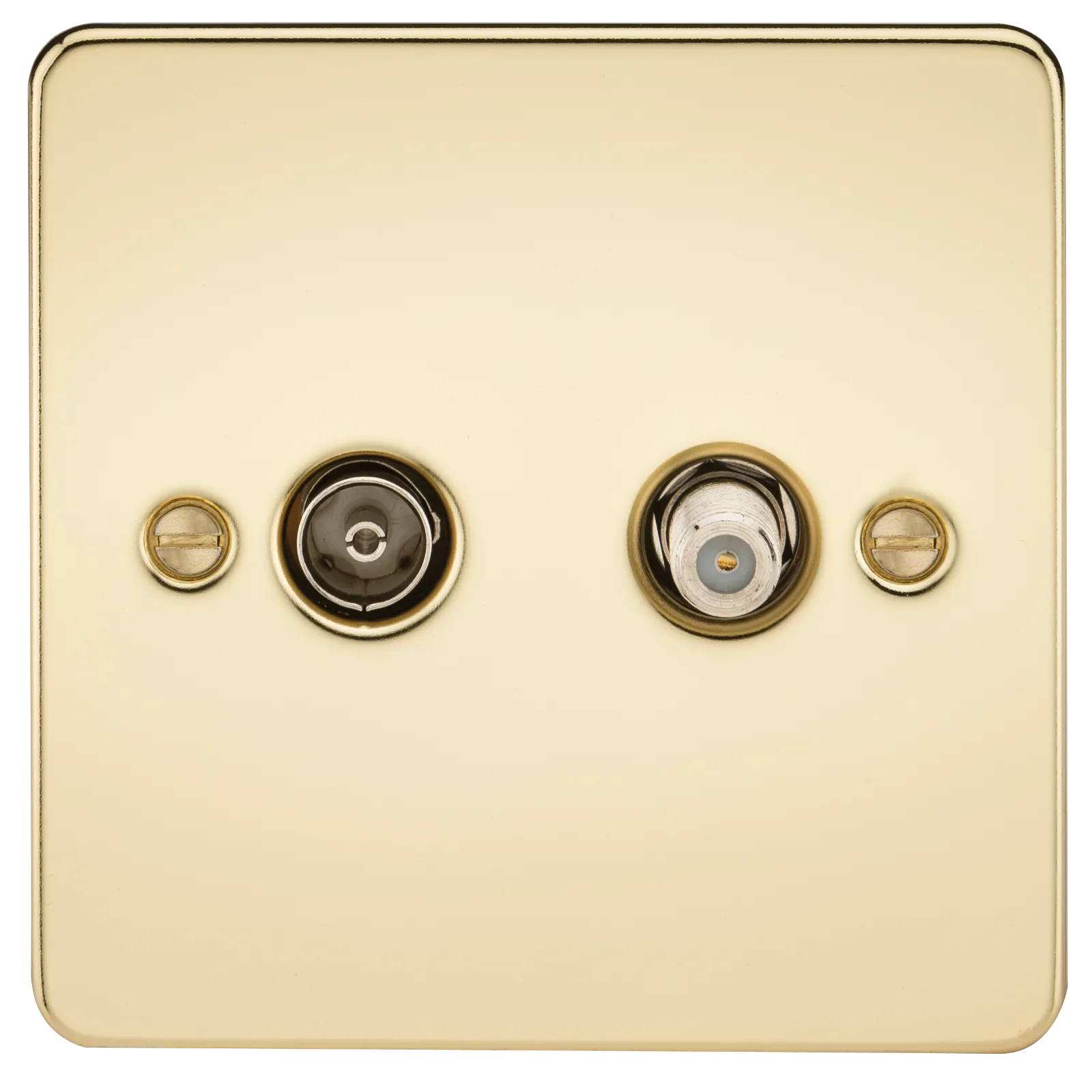 Knightsbridge FP0140PB Flat Plate TV & SAT TV Outlet (Isolated) - Polished Brass