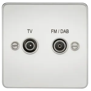 Knightsbridge FP0160PC Flat Plate Screened Diplex Outlet (TV & FM DAB) - Polished Chrome