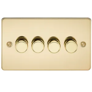 Knightsbridge FP2164PB Flat Plate 4G 2 Way Dimmer 60-400W - Polished Brass