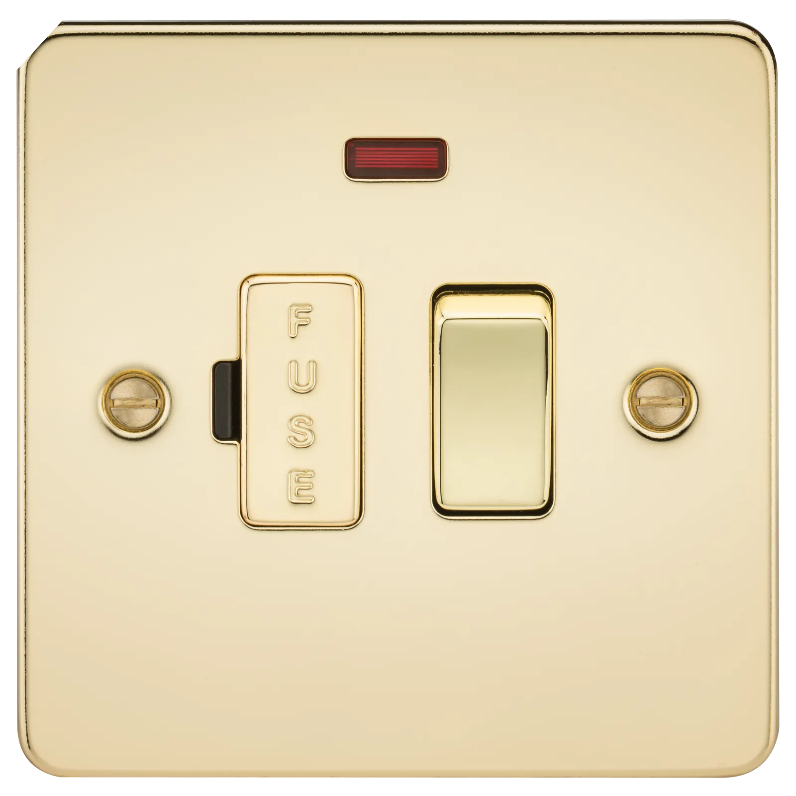 Knightsbridge FP6300NPB Flat Plate 13A Switched Fused Spur Unit   Neon - Polished Brass