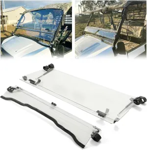 KUAFU 2-in-1 Flip Windshield Compatible with 2015  Kawasaki Mule Pro FXT/ DX/ DXT/ FX/ FXT Ranch Edition Full Folding Fold down Clear Windscreen