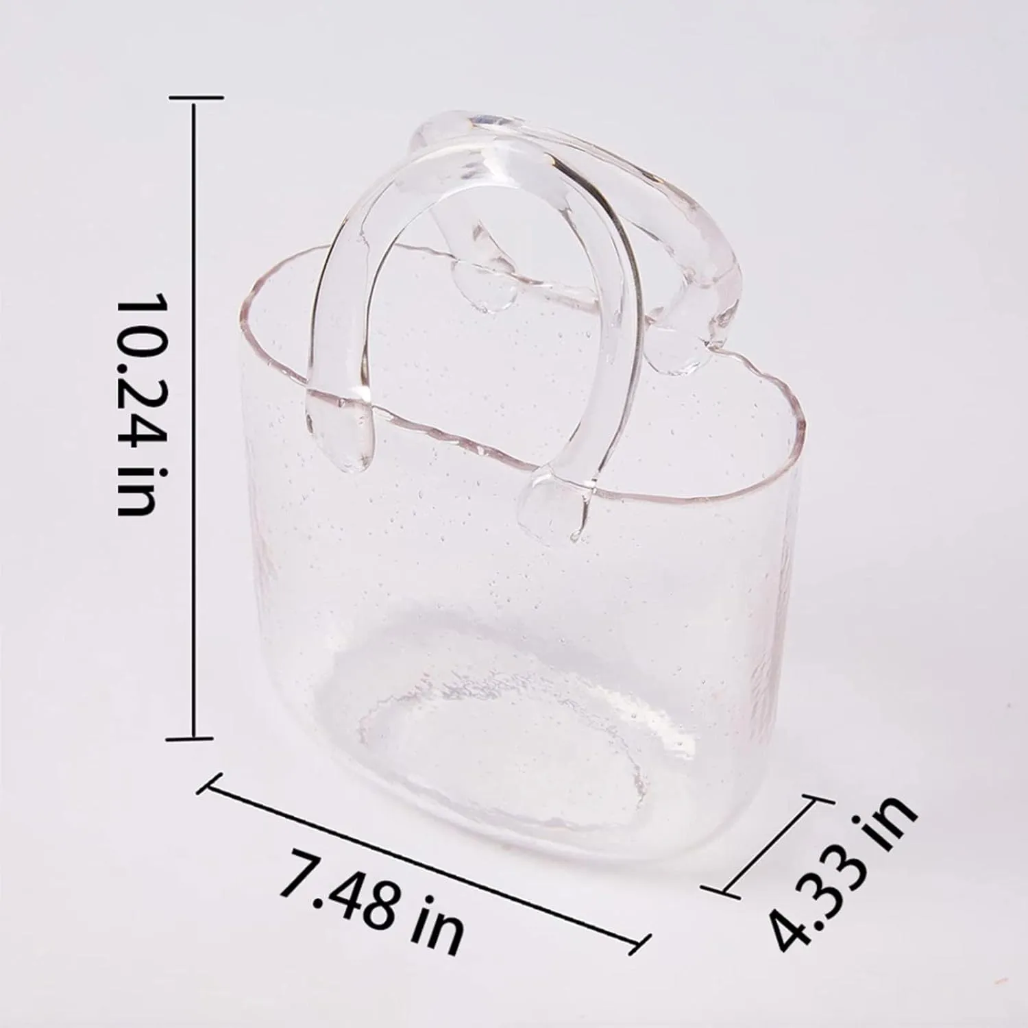 LAMPPE Handbag Vase, Hand Blown Vase with Bubbles in It Purse Vase with Fish Bowl Handbag Vase, Glass Bag Vase for Decor,Style1-Gray