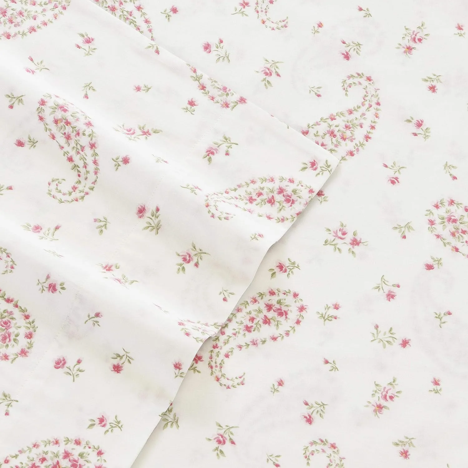 Laura Ashley - King Sheets, Soft Sateen Cotton Bedding Set - Sleek, Smooth, & Breathable Home Decor (Bristol Paisley, King)