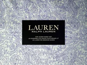 Lauren Home Collection Luxurious Cooling Sheets- Deep Pockets fit up to 16'' - Wrinkle Free 100% Cotton-Hotel Quality 4pc Sheet Set (Blue Victoria, Queen)