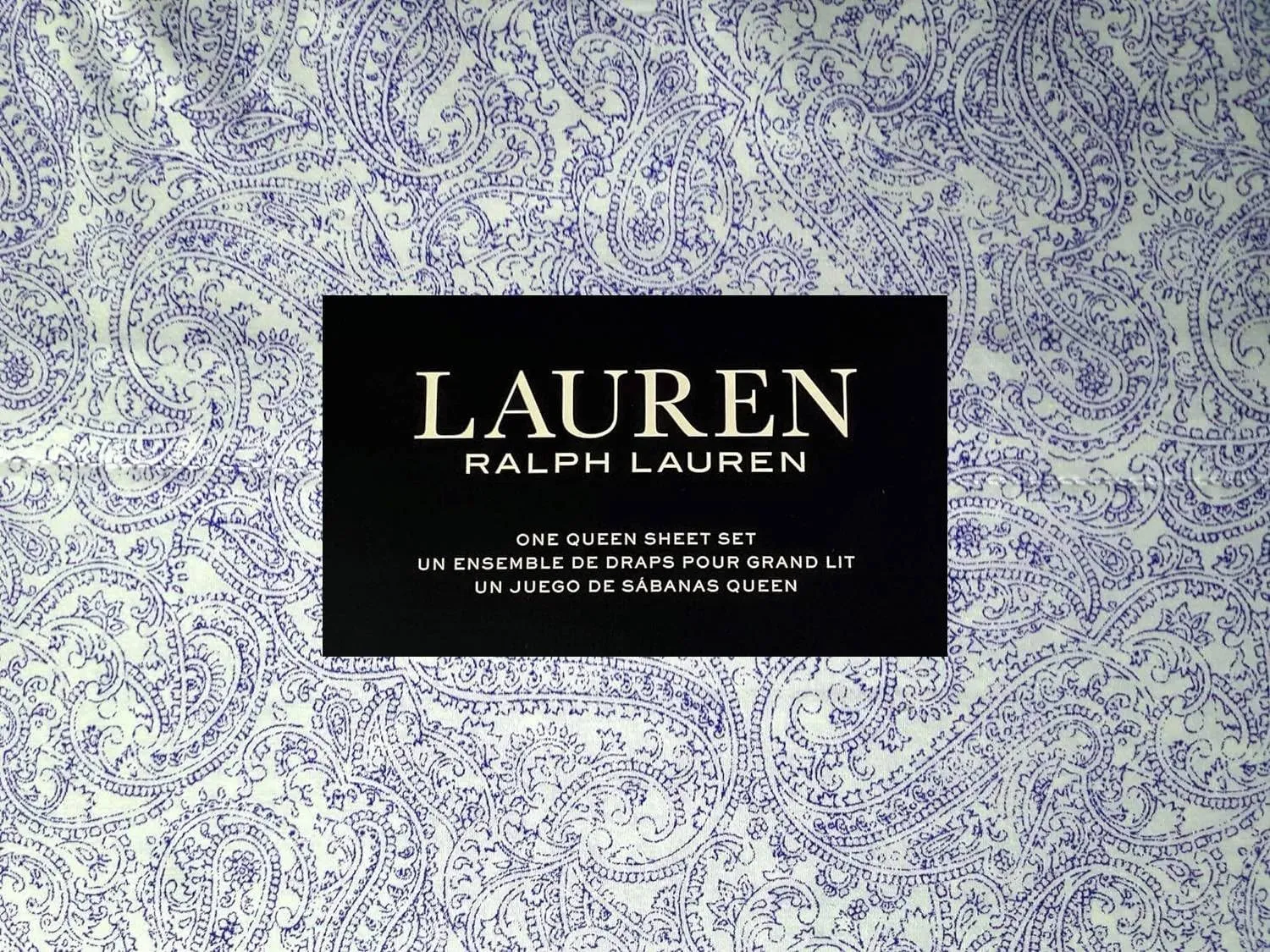 Lauren Home Collection Luxurious Cooling Sheets- Deep Pockets fit up to 16'' - Wrinkle Free 100% Cotton-Hotel Quality 4pc Sheet Set (Blue Victoria, Queen)