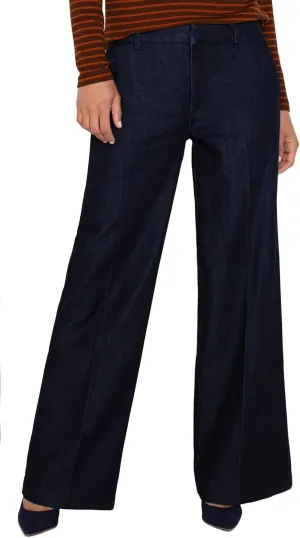 Liverpool Women's Kelsey Wide Leg Trouser Mid Rise Polished Denim