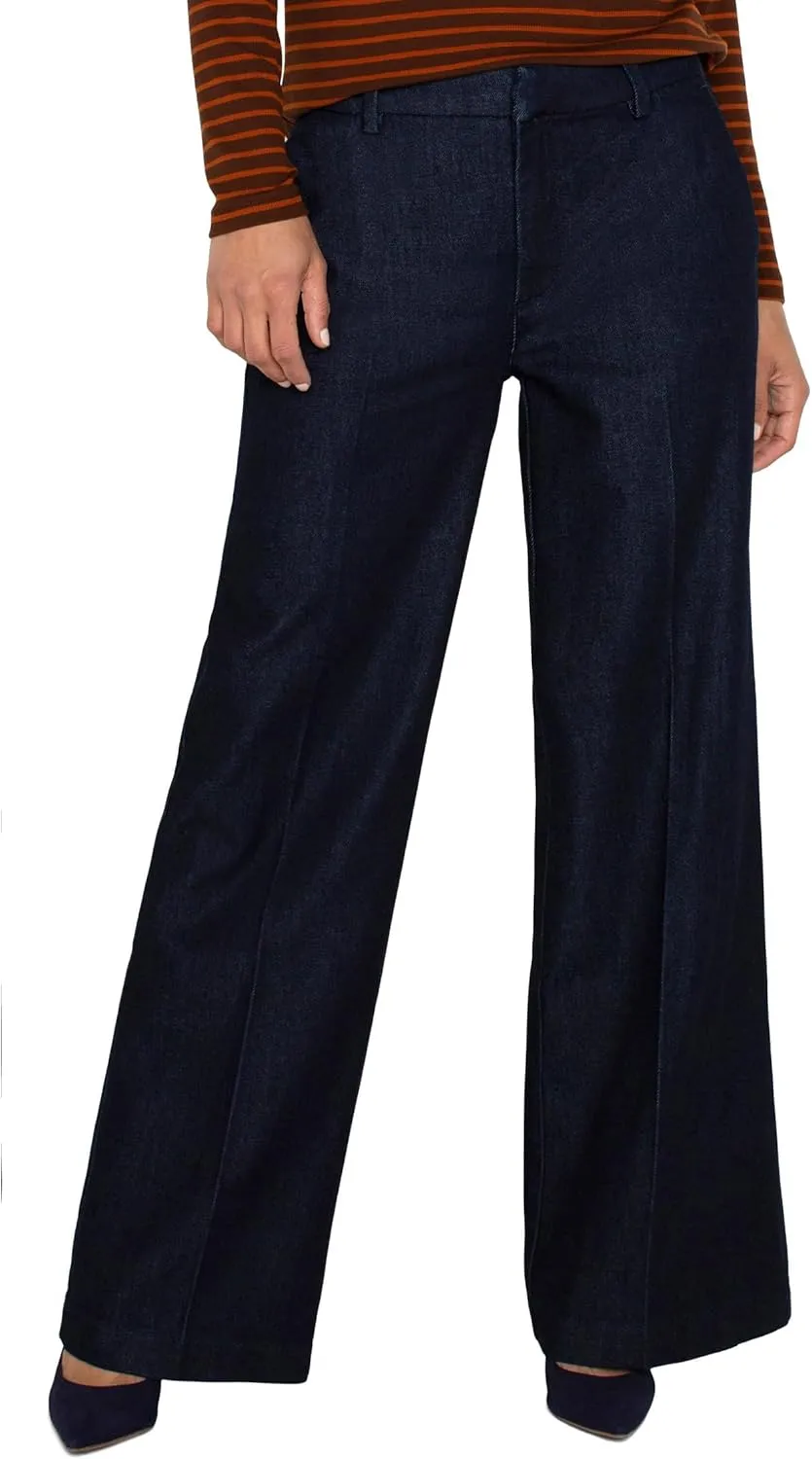 Liverpool Women's Kelsey Wide Leg Trouser Mid Rise Polished Denim