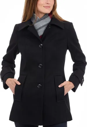 LONDON FOG Women's Single-Breasted Wool Coat with Scarf