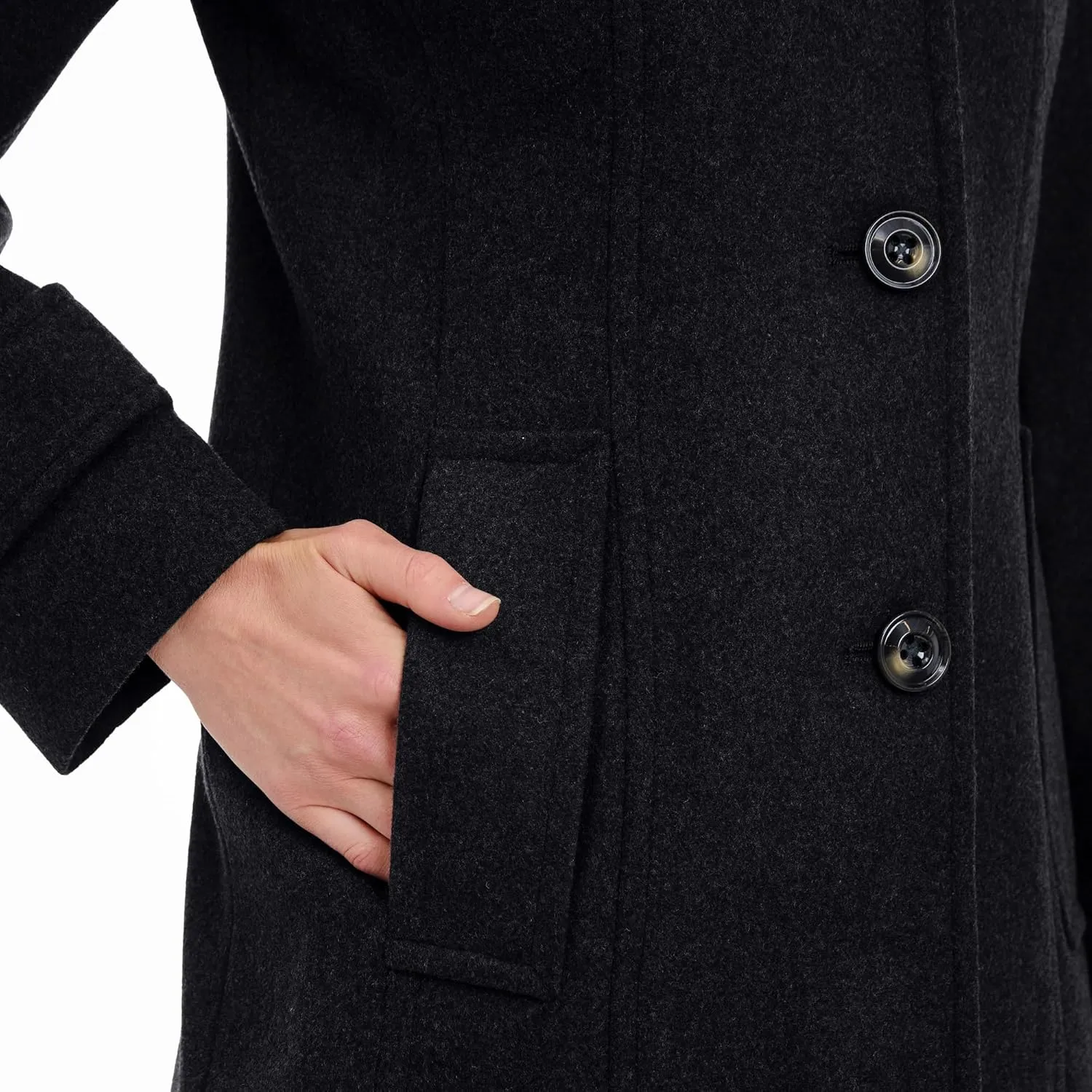 LONDON FOG Women's Single-Breasted Wool Coat with Scarf