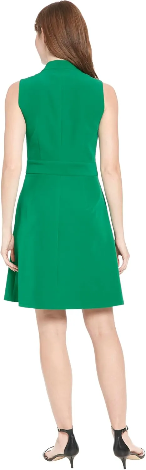 London Times Sleeveless Crepe Wrap Waist Button Detail | Work Dresses for Women