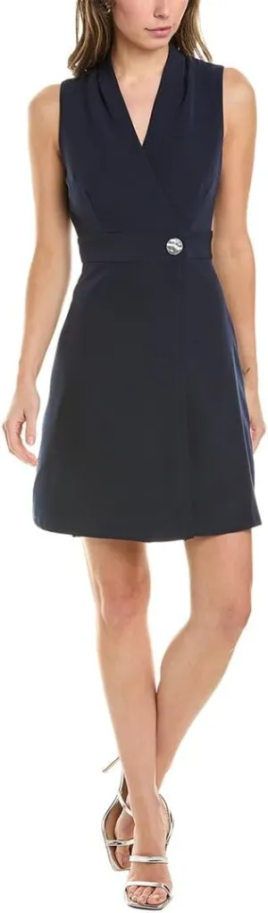 London Times Sleeveless Crepe Wrap Waist Button Detail | Work Dresses for Women