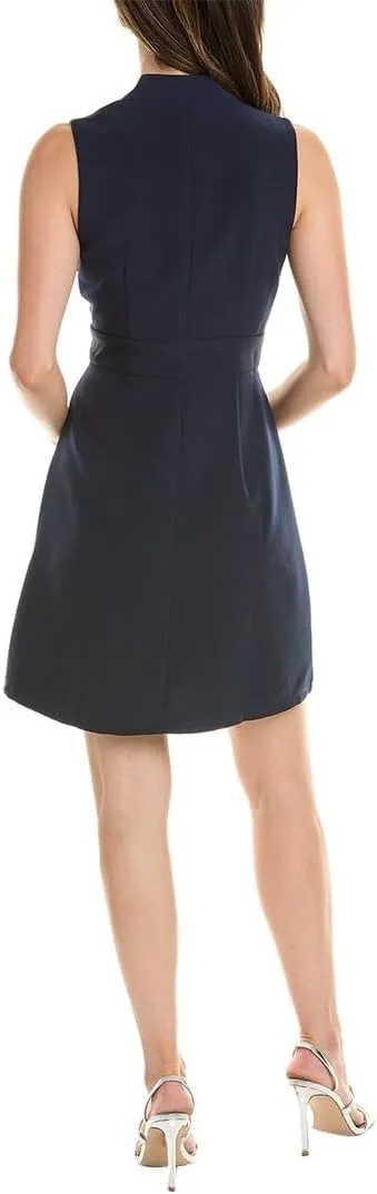 London Times Sleeveless Crepe Wrap Waist Button Detail | Work Dresses for Women