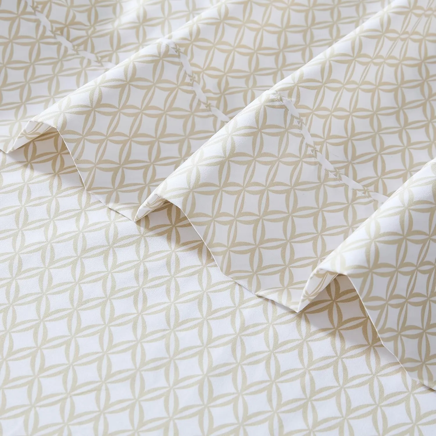 Lush Decor Eternity Sheet Set 6 Piece Set King Neutral - Diamond Bed Sheets - King Sheets - Geometric Art Deco - Mid Century Modern Decor