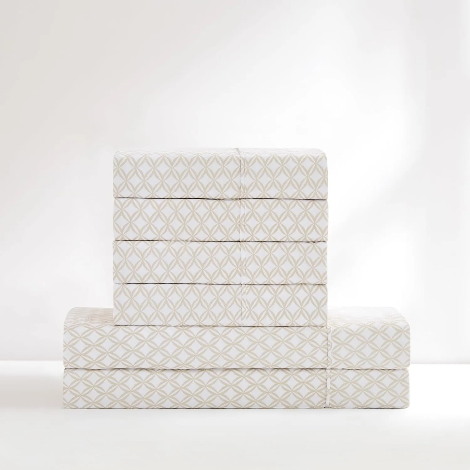 Lush Decor Eternity Sheet Set 6 Piece Set King Neutral - Diamond Bed Sheets - King Sheets - Geometric Art Deco - Mid Century Modern Decor