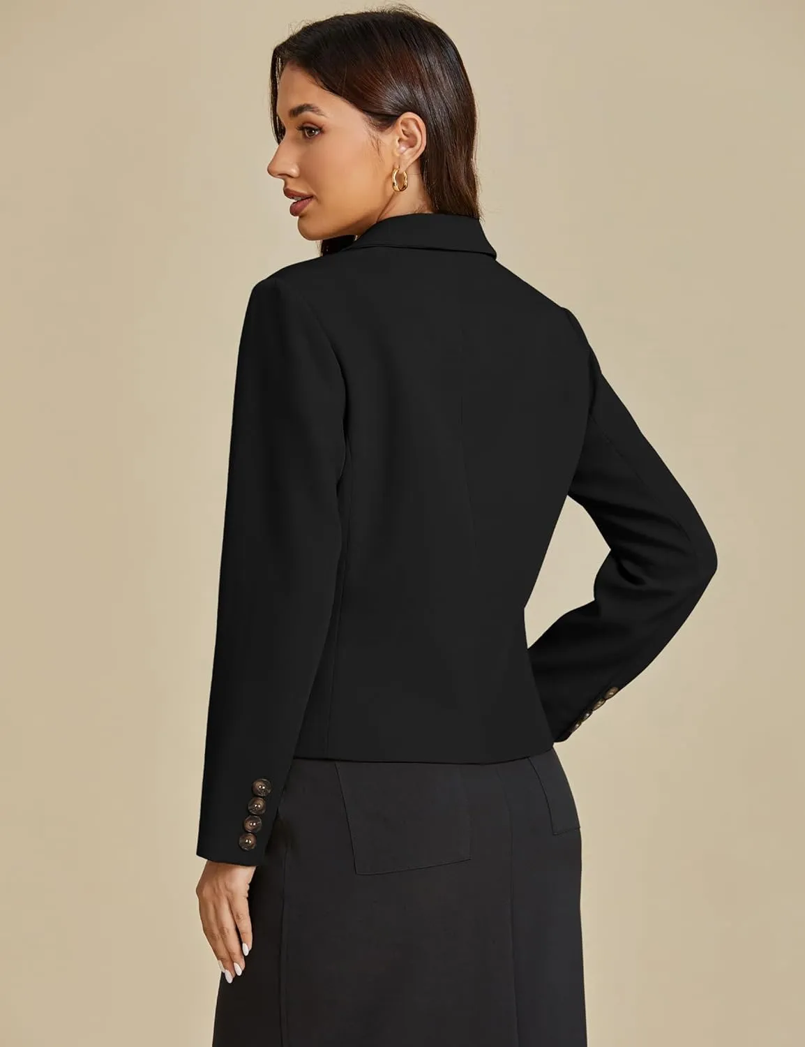 luvamia Blazers for Women Business Casual Double Breasted Notched Lapel Long Sleeve Work Office Suit Jackets Blazer