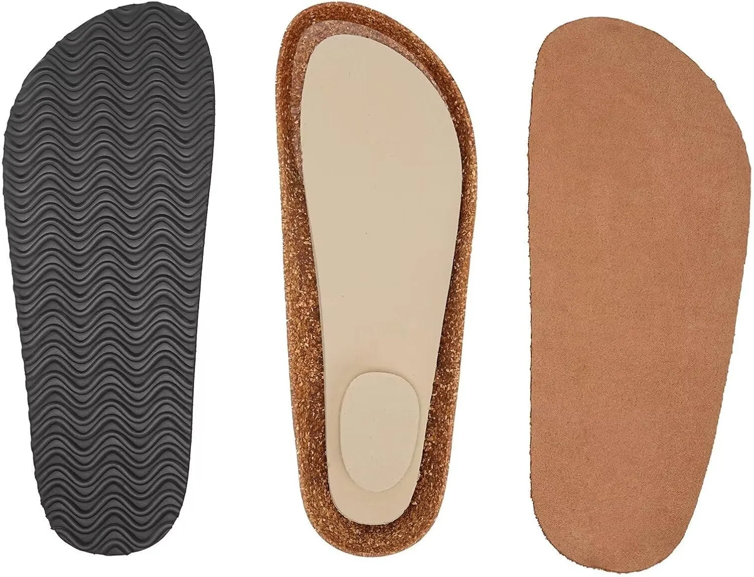 Mabove Mens Slides with Cork Footbed - Open Toe, Adjustable Webbing Flat Sandals for Walking, Beach & Indoor