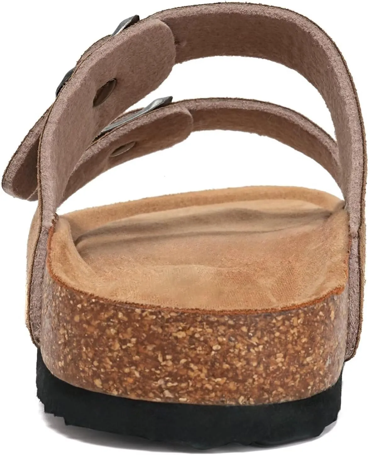 Mabove Mens Slides with Cork Footbed - Open Toe, Adjustable Webbing Flat Sandals for Walking, Beach & Indoor