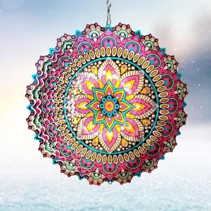 Mandala Blossom Wind Spinner Starry Sky - 12in Kinetic Metal Wind Spinners, Laser Cut Stainless Steel 3D Hanging Wind Sculpture & Catcher for Garden, Patio & Yard Art Decoration Outdoor Décor