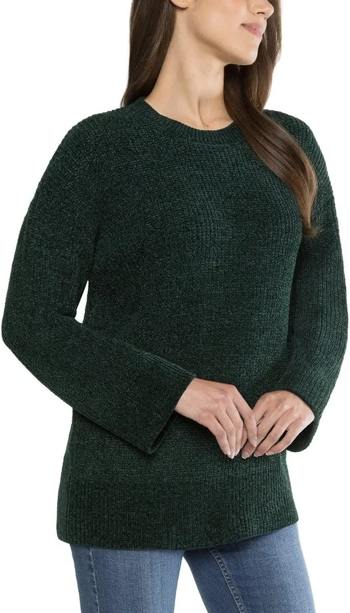Matty M Ladies' Chenille Tunic Sweater, Crewneck, Ribbed Cuffs and Hem, Wide Sleeves, Multiple Colors