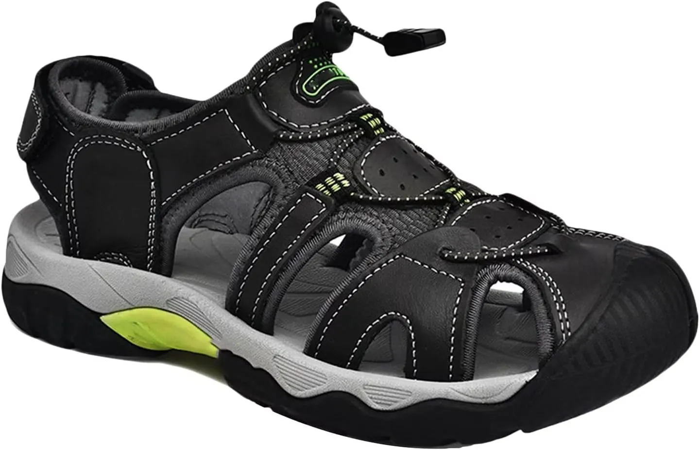 Mens Casual Leather Sandals Closed Toe Beach Shoes Summer Sandals for Hiking Trekking Walking