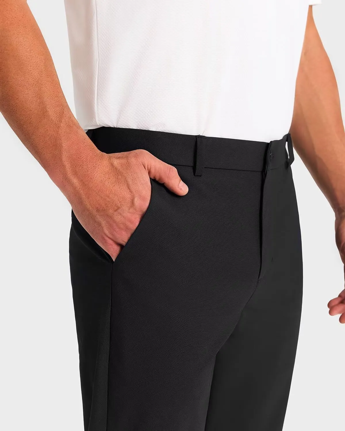 Mens Classic Fit Golf Pants Stretch Work Dress Pants 30''/32''/34'' Lightweight Casual Pants with Pockets