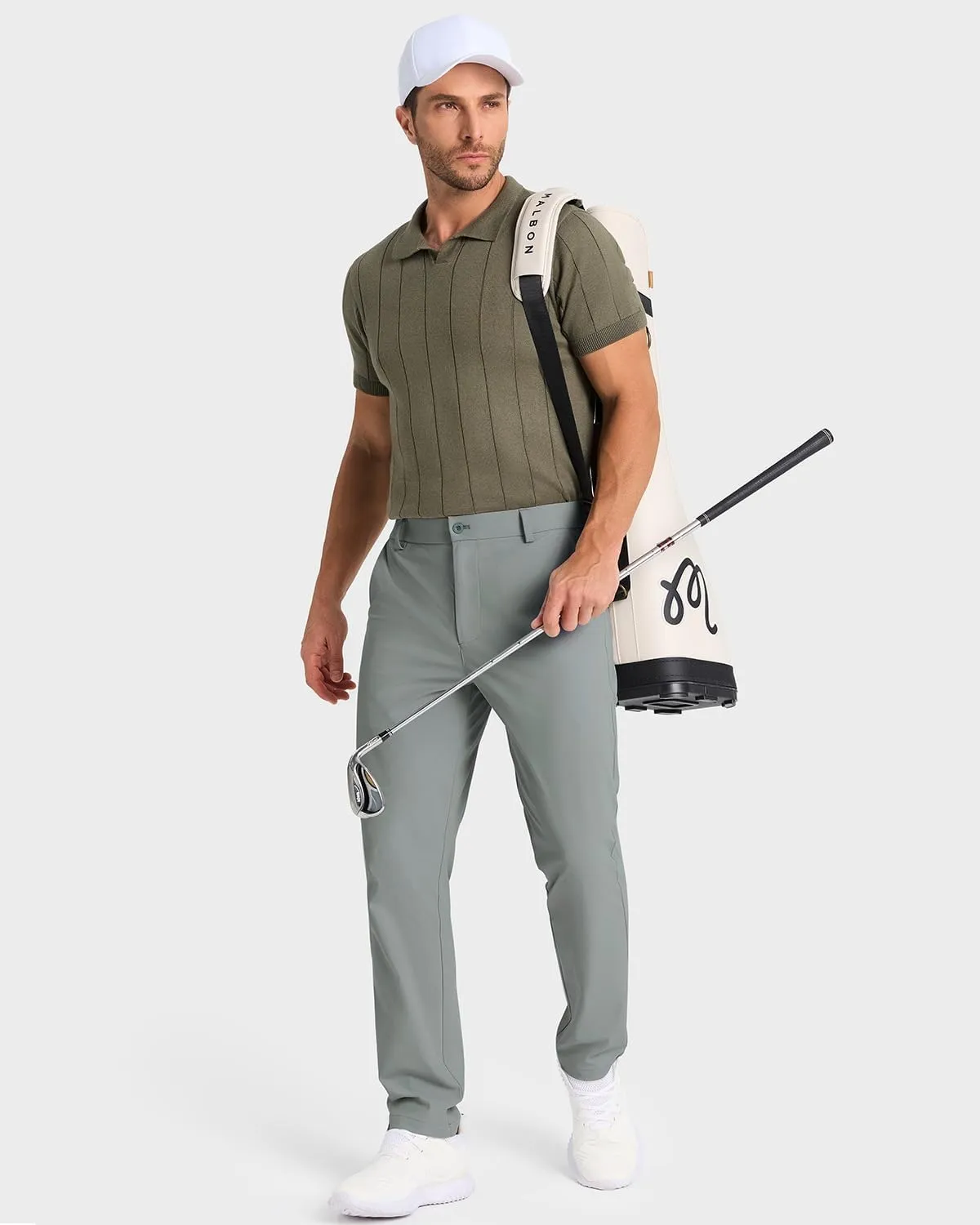 Mens Classic Fit Golf Pants Stretch Work Dress Pants 30''/32''/34'' Lightweight Casual Pants with Pockets