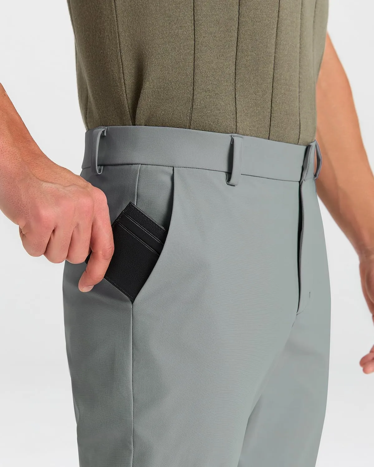 Mens Classic Fit Golf Pants Stretch Work Dress Pants 30''/32''/34'' Lightweight Casual Pants with Pockets