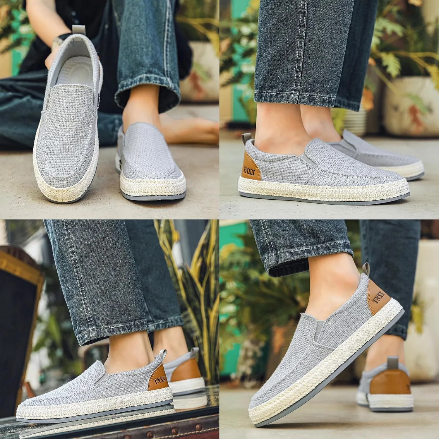 Men's Espadrille Woven Canvas Slip-on Fisherman Shoes Deck Shoes Fashion Linen Breathable Non-Slip Vintage Casual Loafer Walking Boat Shoes