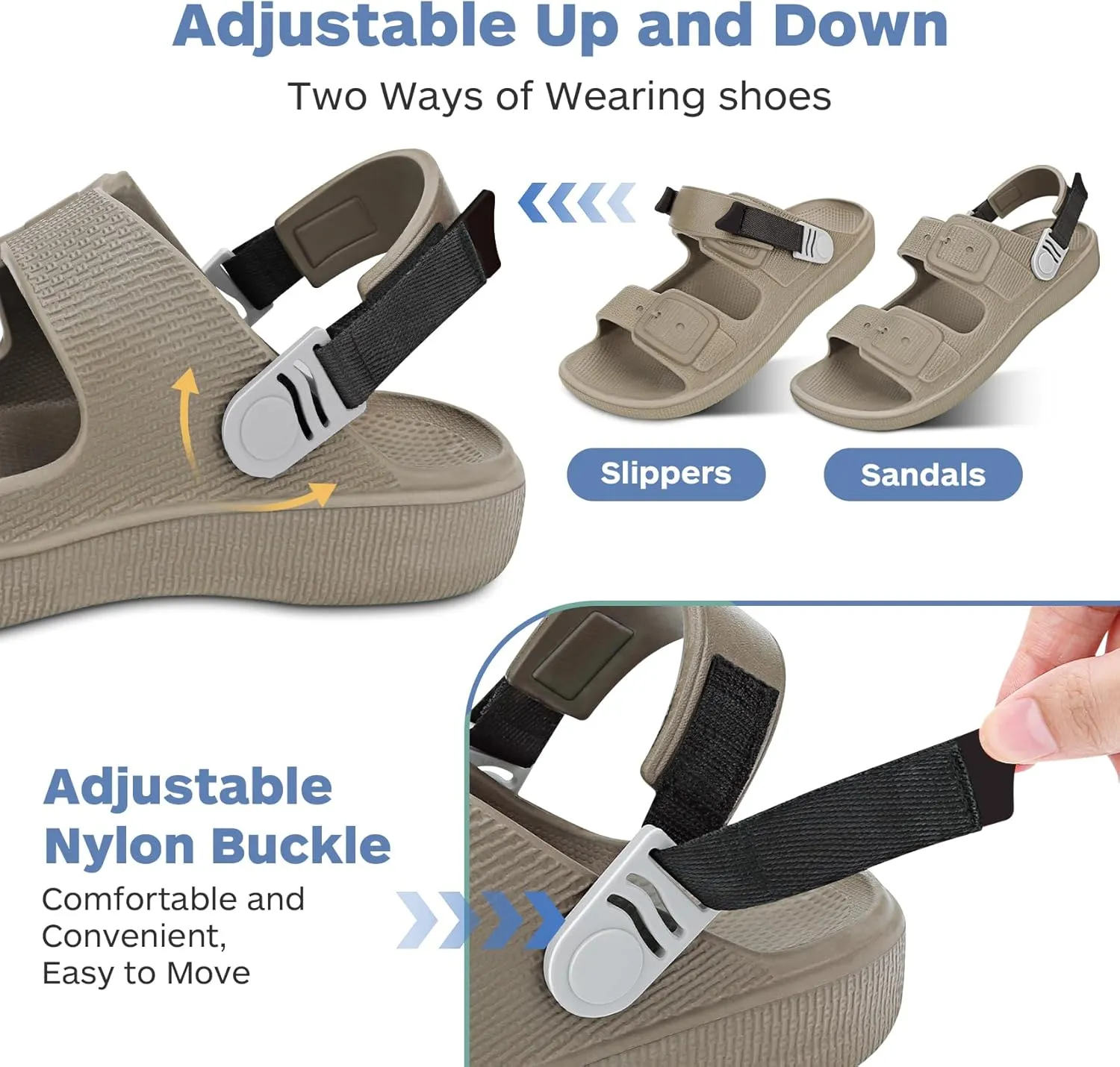 Mens Sandals, Beach Sandals & Slides, Comfortable Summer Slippers & Beach Shoes for Men, Lightweight & Non-Slip, Black Slides, Comfortable Slides 8-12