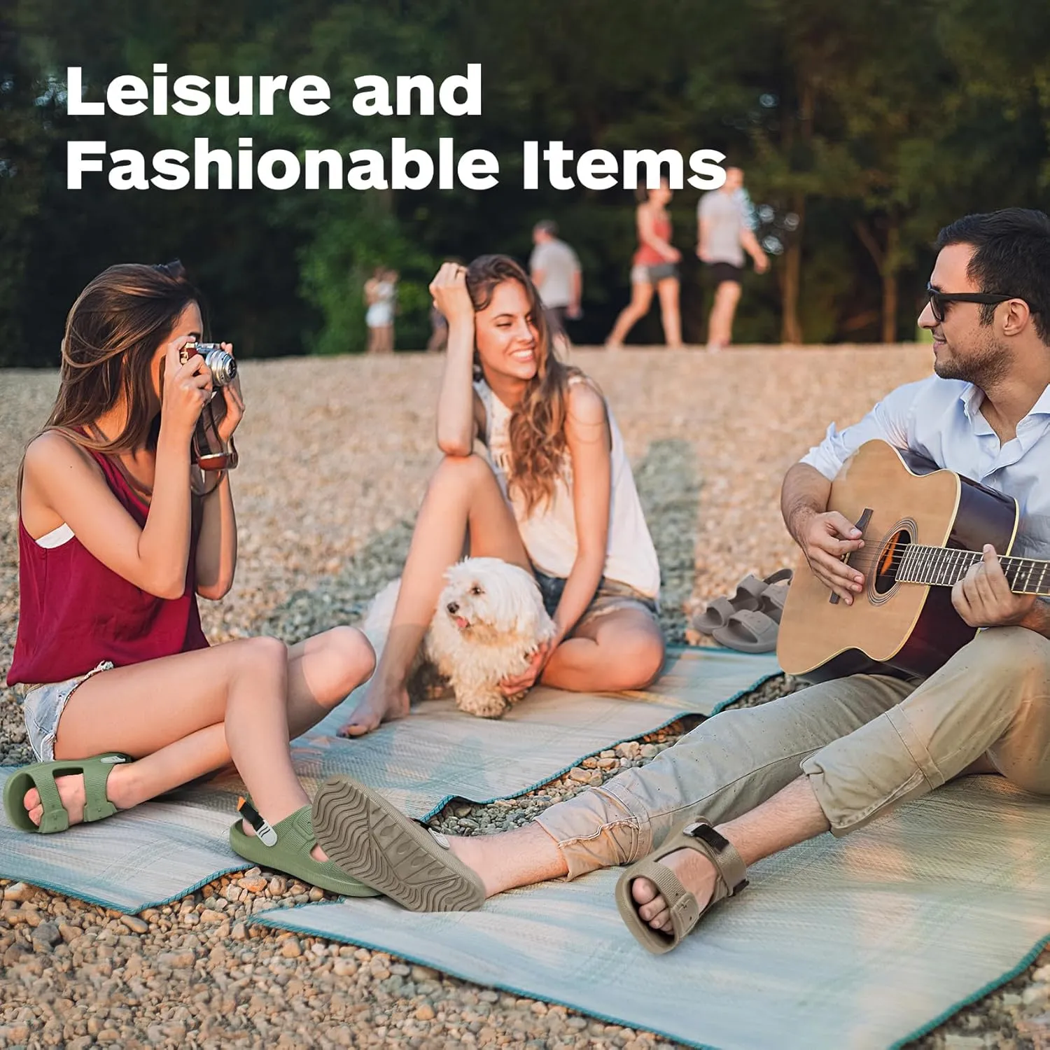 Mens Sandals, Beach Sandals & Slides, Comfortable Summer Slippers & Beach Shoes for Men, Lightweight & Non-Slip, Black Slides, Comfortable Slides 8-12
