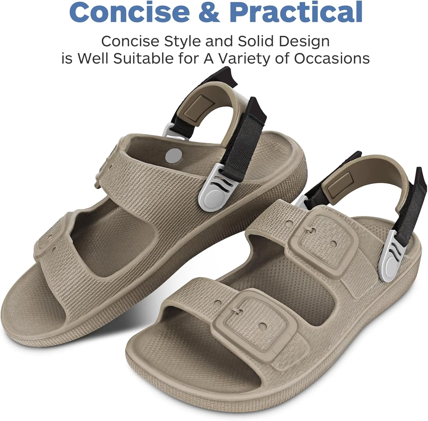 Mens Sandals, Beach Sandals & Slides, Comfortable Summer Slippers & Beach Shoes for Men, Lightweight & Non-Slip, Black Slides, Comfortable Slides 8-12