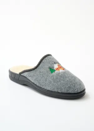 Mixed comfort width mule slipper with fur lining