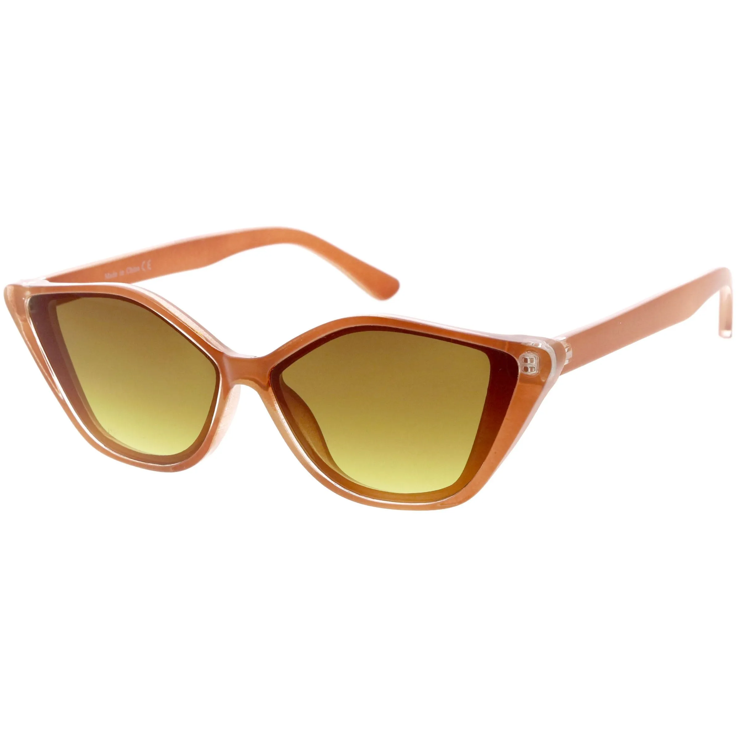 Modern Classy Thin Bezel Flat Lens Cat Eye Sunglasses D061