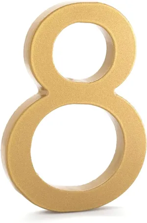 Montague Metal Products MHN-08-F-GD1-8 Solid Brushed Aluminum Modern Floating Address House Numbers, 8", Powder Coated Gold