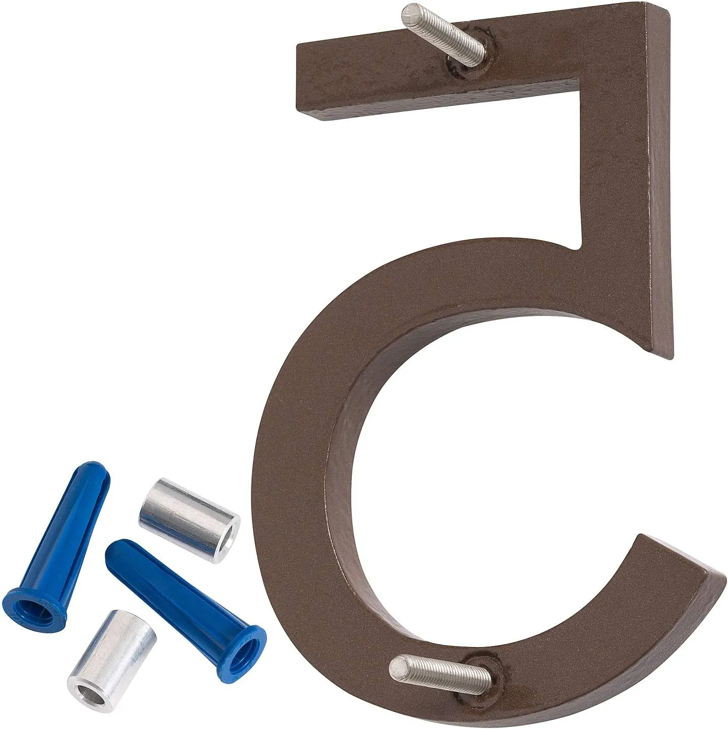 Montague Metal Products MHN-10-F-SD2-5 Solid Brushed Aluminum Modern Floating Address House Numbers, 10", Satin Nickel Powder Coated Sand Two-Tone