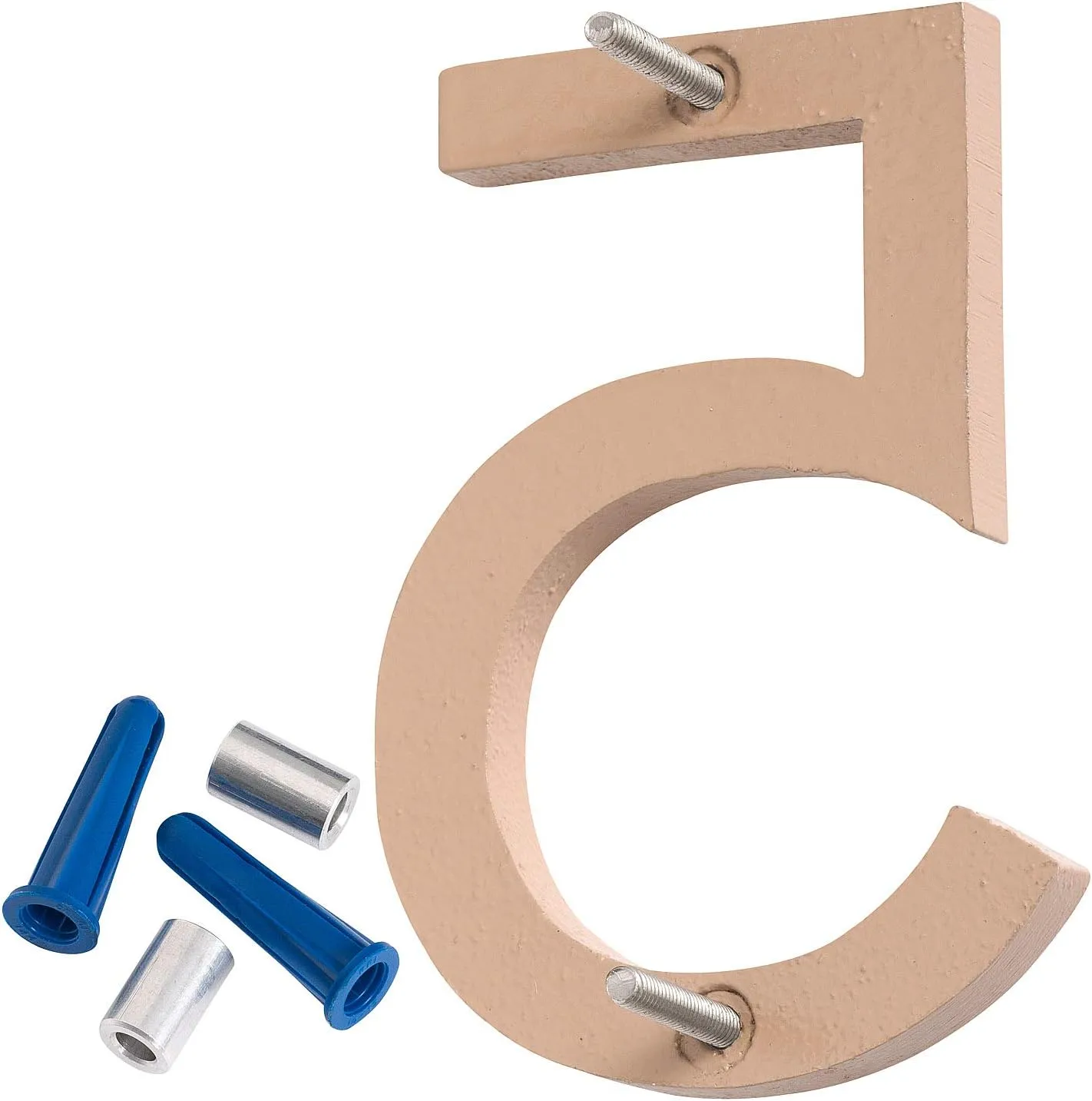 Montague Metal Products MHN-10-F-TE1-5 Solid Brushed Aluminum Modern Floating Address House Numbers, 10", Powder Coated Taupe