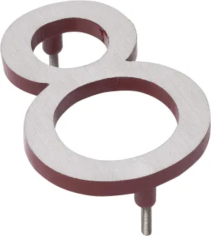Montague Metal Products MHN-12-F-BR2-8 Solid Brushed Aluminum Modern Floating Address House Numbers, 12", Satin Nickel Powder Coated Brick Red Two-Tone