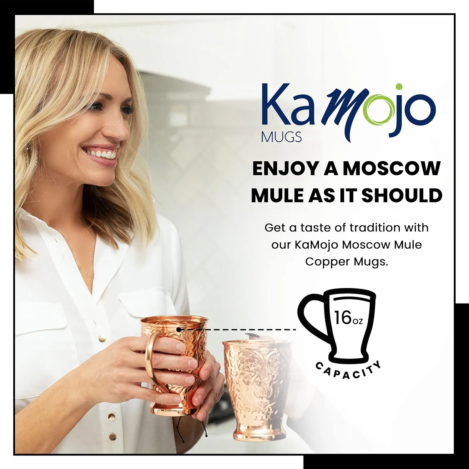 Moscow Mule Copper Mugs Set of 2 with Unique Handcrafted Embossed Design with Anti-Tarnish Food-Grade Coating - Copper Cups Gift Set with 4 Straws & Recipe E-Book, 16 oz