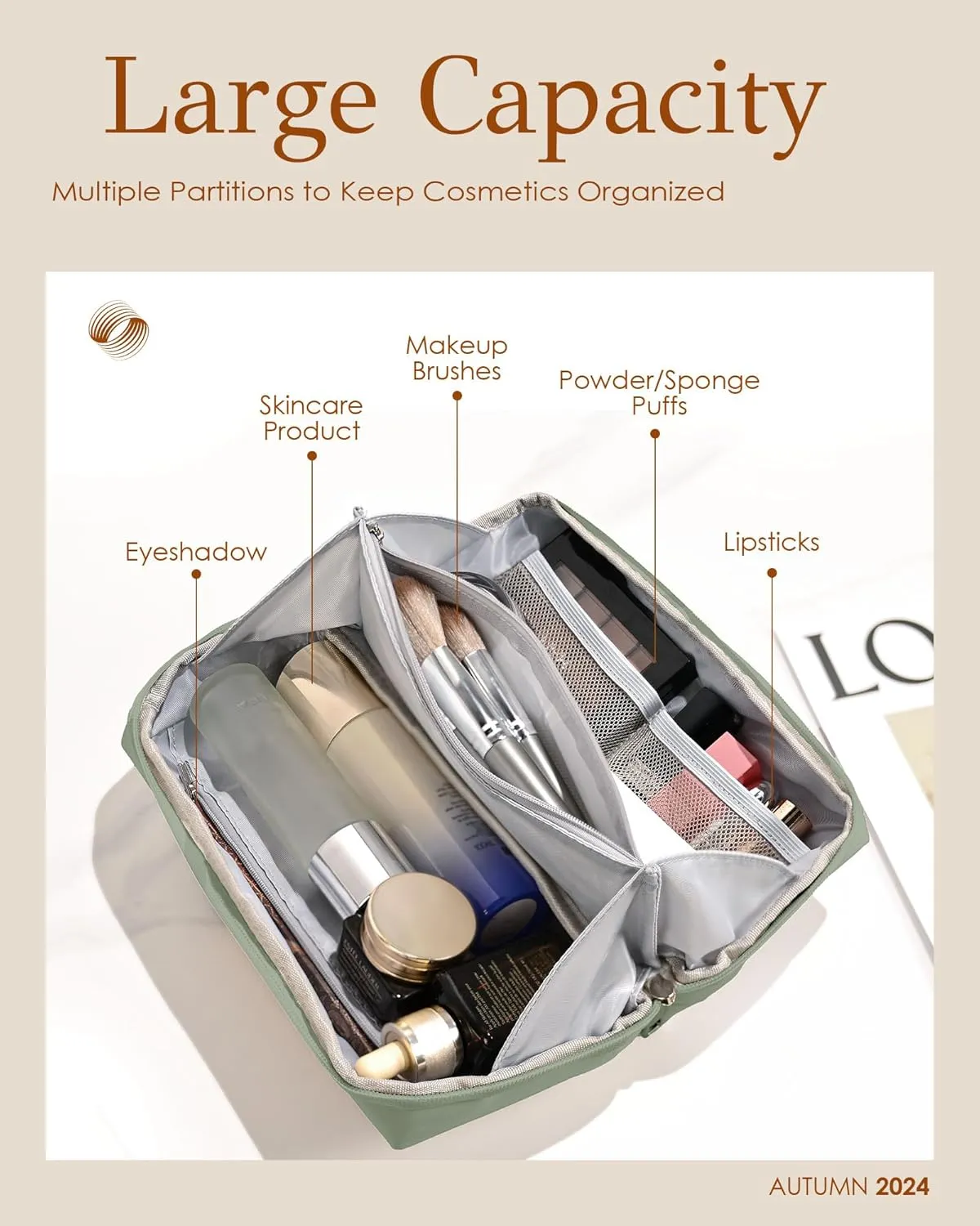 Mothers Day Gifts for Mom - Initial Makeup Bag for Women Girls, Bridesmaid Gifts, Teacher Appreciation Gifts, Graduation Gifts, Large Capacity & Wide Open Cosmetic Toiletry Bags, Friends Gift