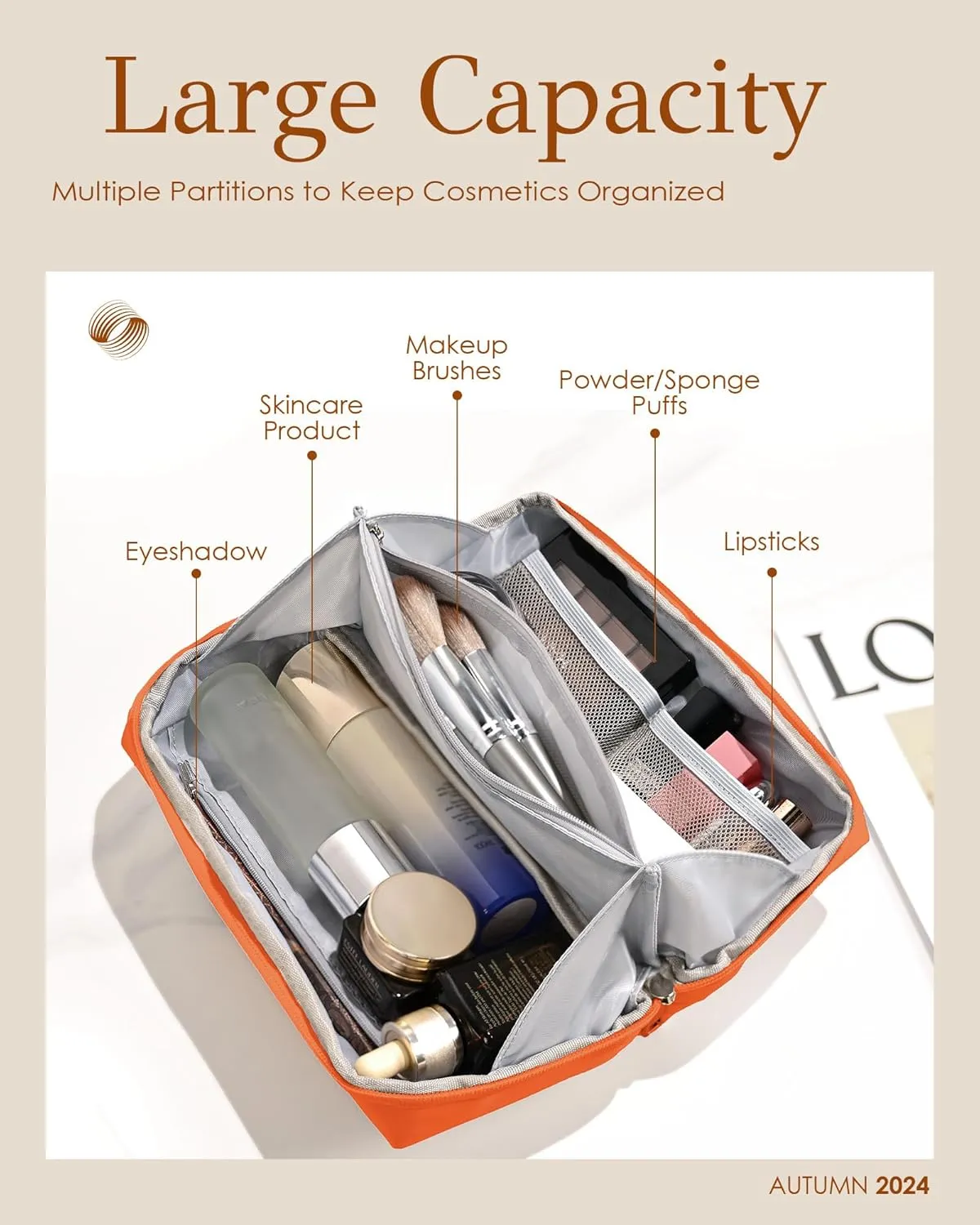 Mothers Day Gifts for Mom - Initial Makeup Bag for Women Girls, Bridesmaid Gifts, Teacher Appreciation Gifts, Graduation Gifts, Large Capacity & Wide Open Cosmetic Toiletry Bags, Friends Gift