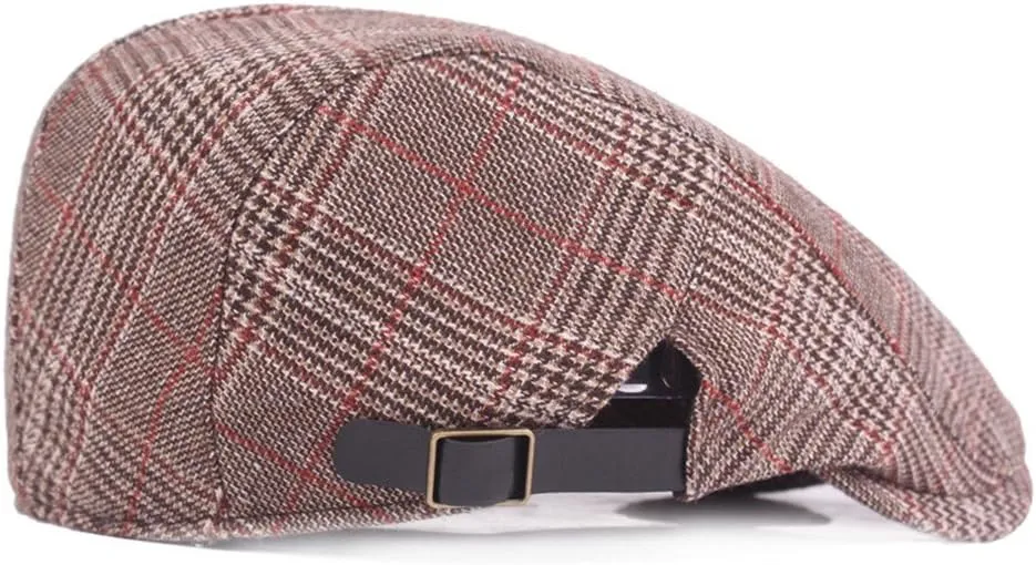 Newsboy Cap Beret Men Women Flat Caps Summer Cotton Plaid Hat Outdoors