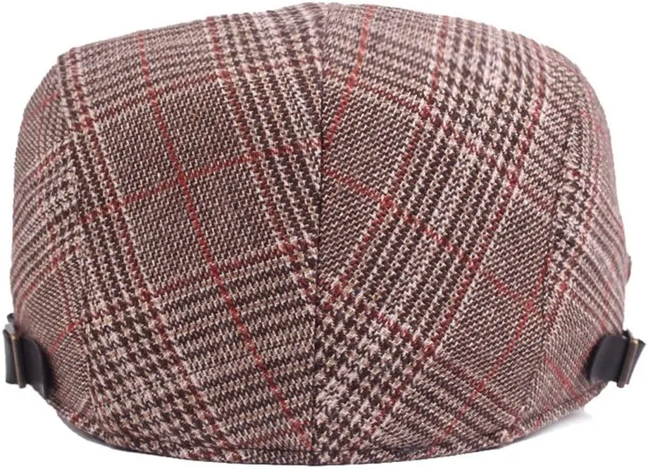 Newsboy Cap Beret Men Women Flat Caps Summer Cotton Plaid Hat Outdoors