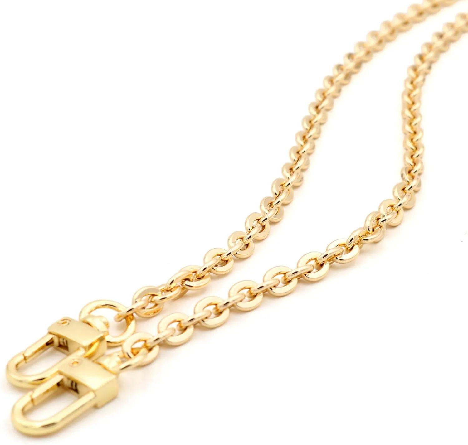NEXT FASHION Oval Purse Chain Flat Gold Light Weight Crossbody Shoulder Strap Polished Quality - (24" / 60cm)