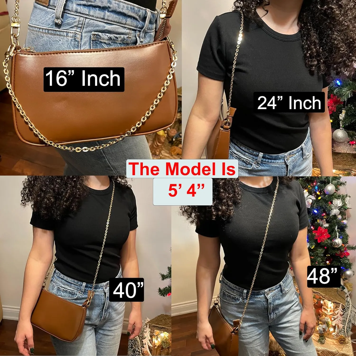 NEXT FASHION Oval Purse Chain Flat Gold Light Weight Crossbody Shoulder Strap Polished Quality - (24" / 60cm)