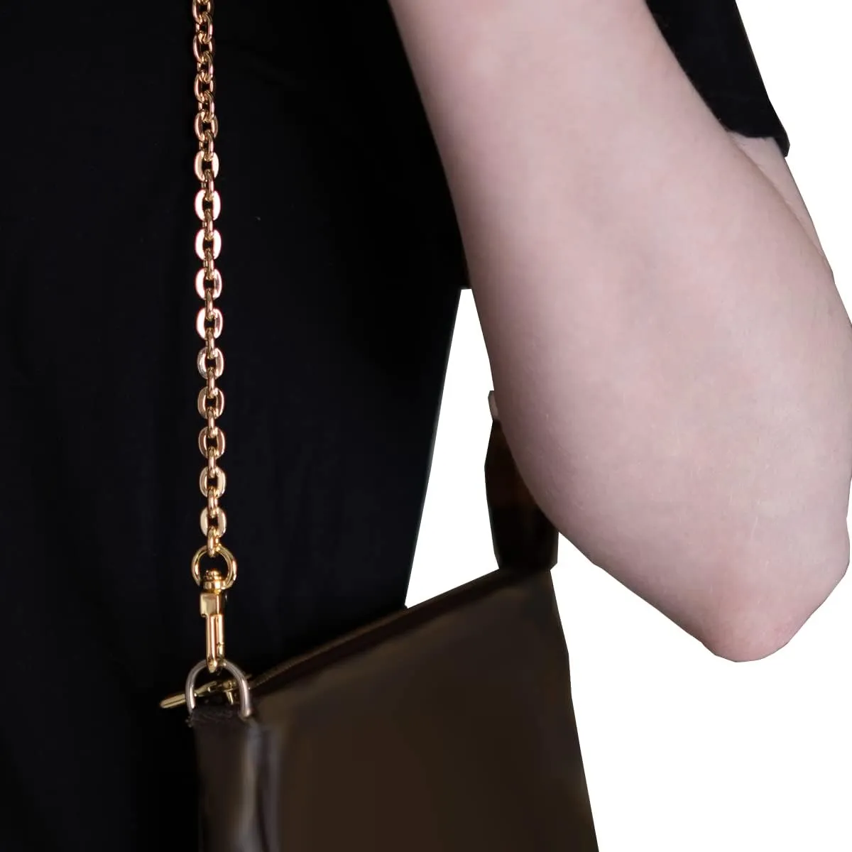 NEXT FASHION Oval Purse Chain Flat Gold Light Weight Crossbody Shoulder Strap Polished Quality - (24" / 60cm)