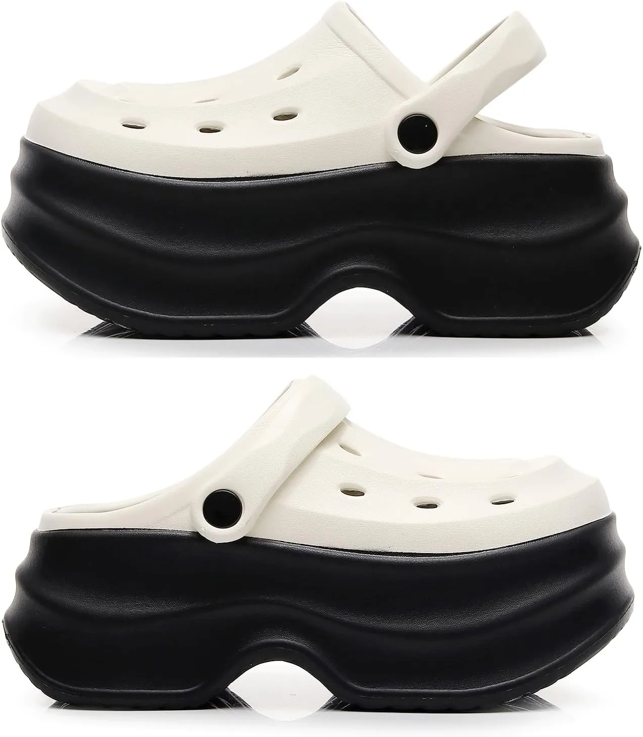 NIFFTORIA Women's Platform Clogs Gardener Slip On Slides Shoes Mules Hight Heels Beach Sandals with Pearl Accessories