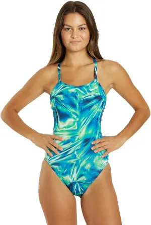 Nike Women's HydraStrong Solar Rise Fastback One Piece Swimsuit Blue Green, 30
